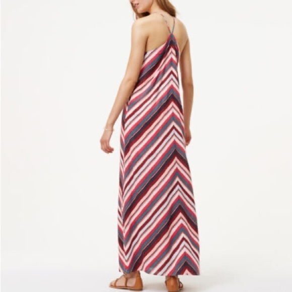 Ann Taylor LOFT Multicolor Chevron Striped Halter Maxi Dress size S Small - Picture 6 of 8